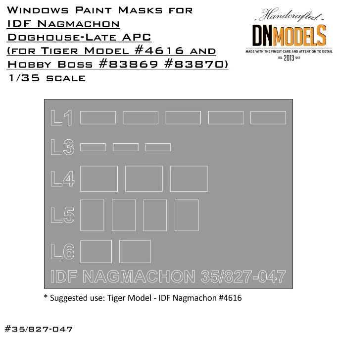 1:35 Window Paint Masks Set IDF Nagmachon Doghouse-Late APC