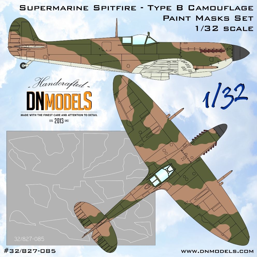 1:32 Spitfire Type B Camouflage Paint Masks Set
