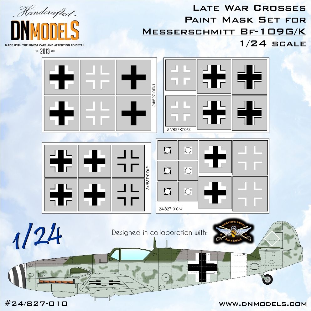 1:24 Late War Crosses Paint Mask Set for Messerschmitt Bf-109G/K
