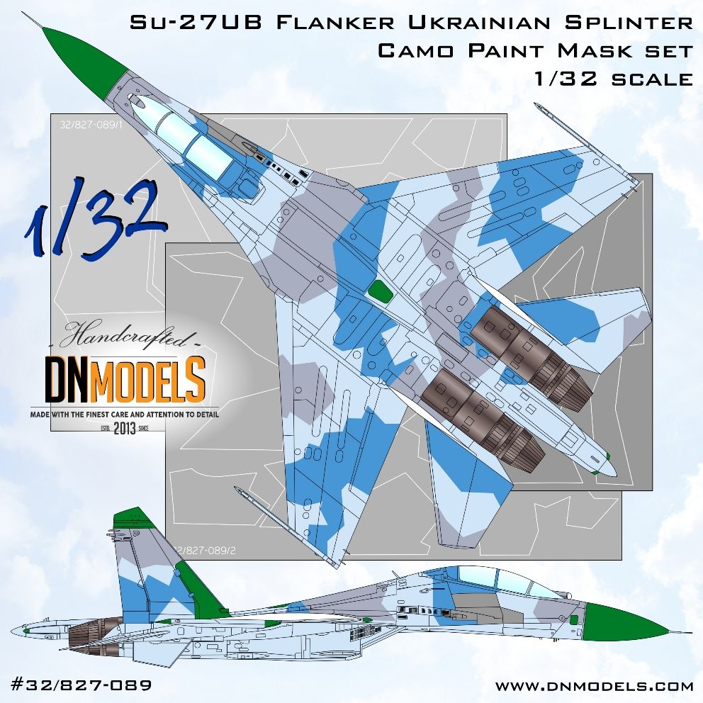 1:32 Su-27UB Ukrainian Splinter Camouflage Paint Mask set