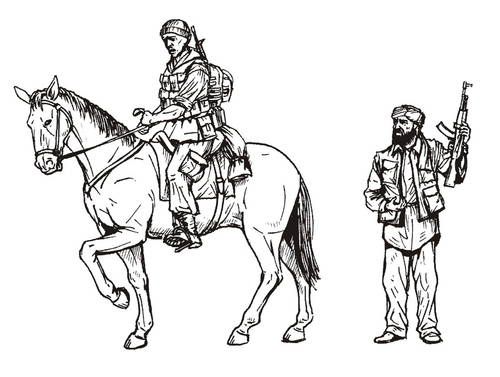 1:35 US Military Policeman mounted and Iraqi Civil. 2 fig. + horse