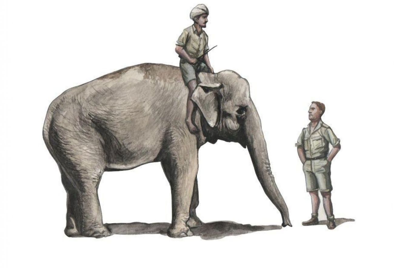1:48 WWII RAF Mechanic in India+Elephant with Mahout (2 fig. + elephant)