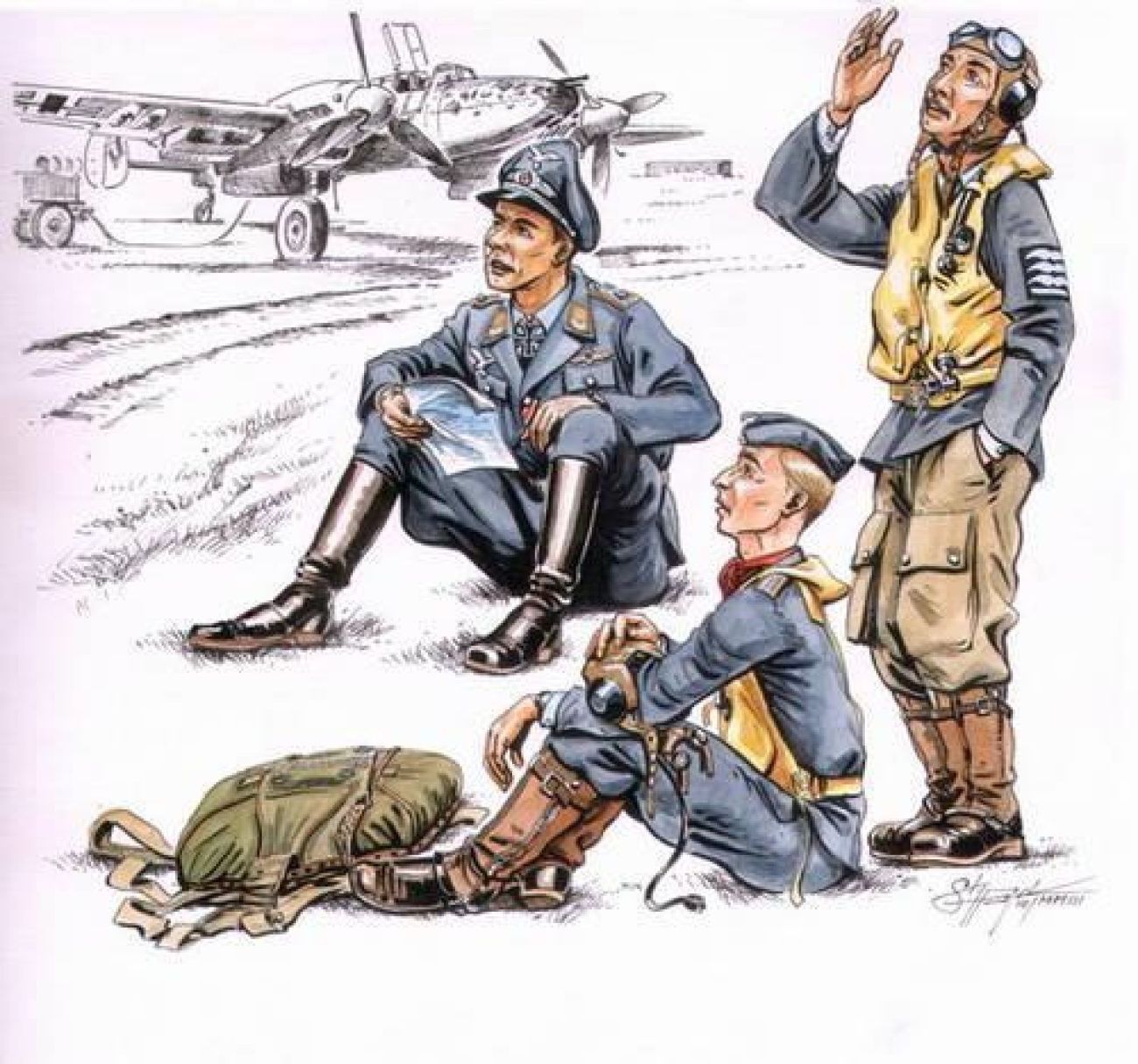 1:72 German pilots at rest WW II (3 fig.)