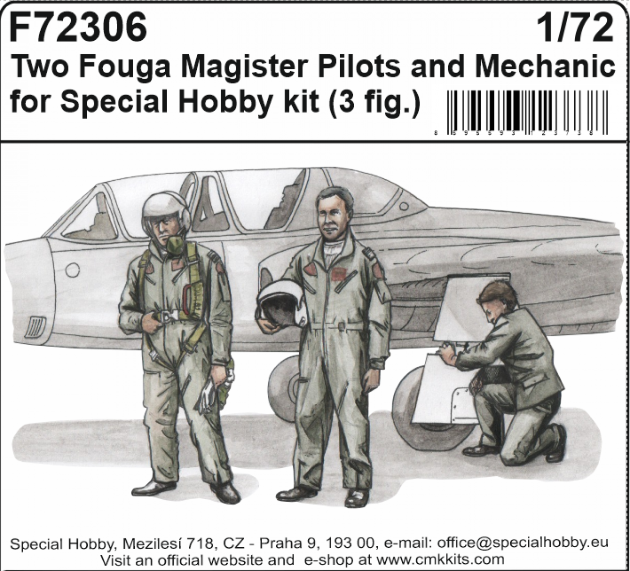 1:72 Two Fouga Magister Pilots and a Mechanic for SH kit (3fig)