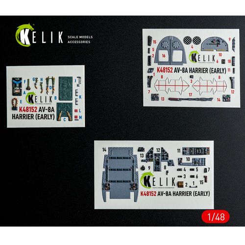 1:48 AV-8 A Harier (Early) - Interior 3D-Decals (for Kinetic Kits)