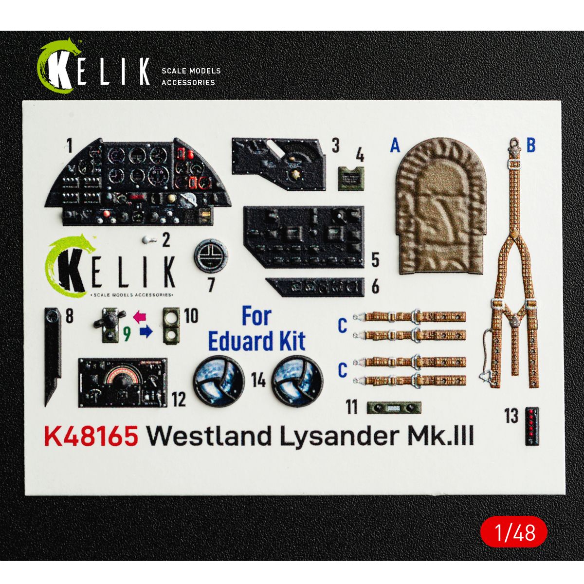 1:48 Westland Lysander Mk.III - Interior 3D-Decals (for Eduard Kits)