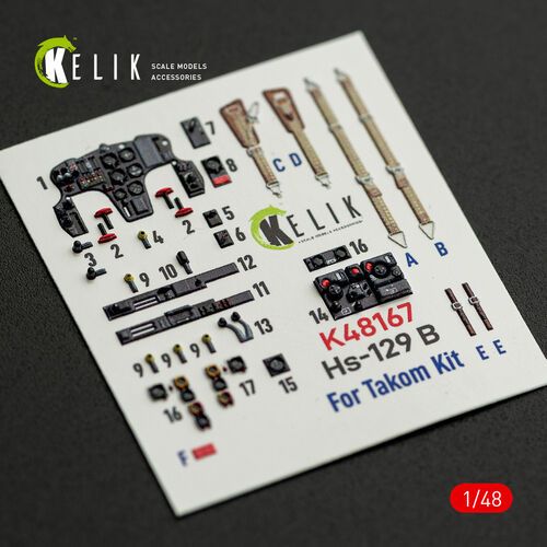 1:48 Hs-129 B - Interior 3D-Decals (for Takom Kits)