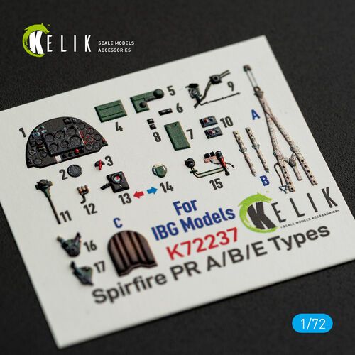 1:72 Spitfire PR A/B/E Types - Interior 3D-Decals (for IBG Kits)