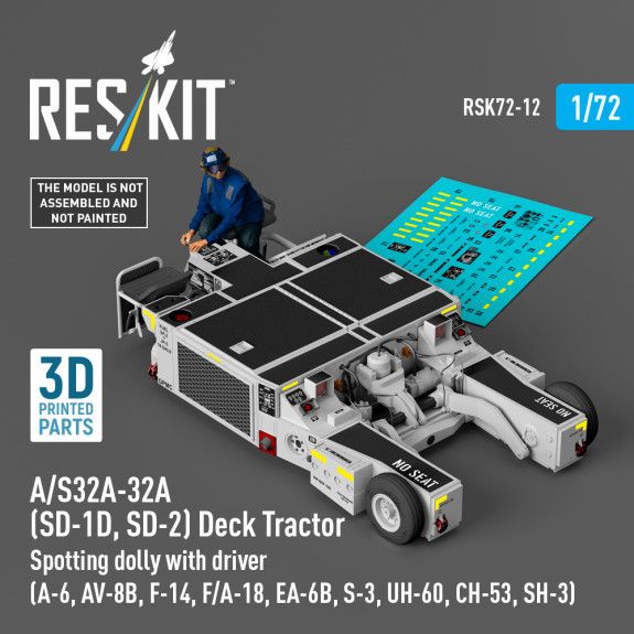 1:72 A/S32A-32A (SD-1D, SD-2) Deck Tractor Spotting dolly with driver (3D Printed model kit)