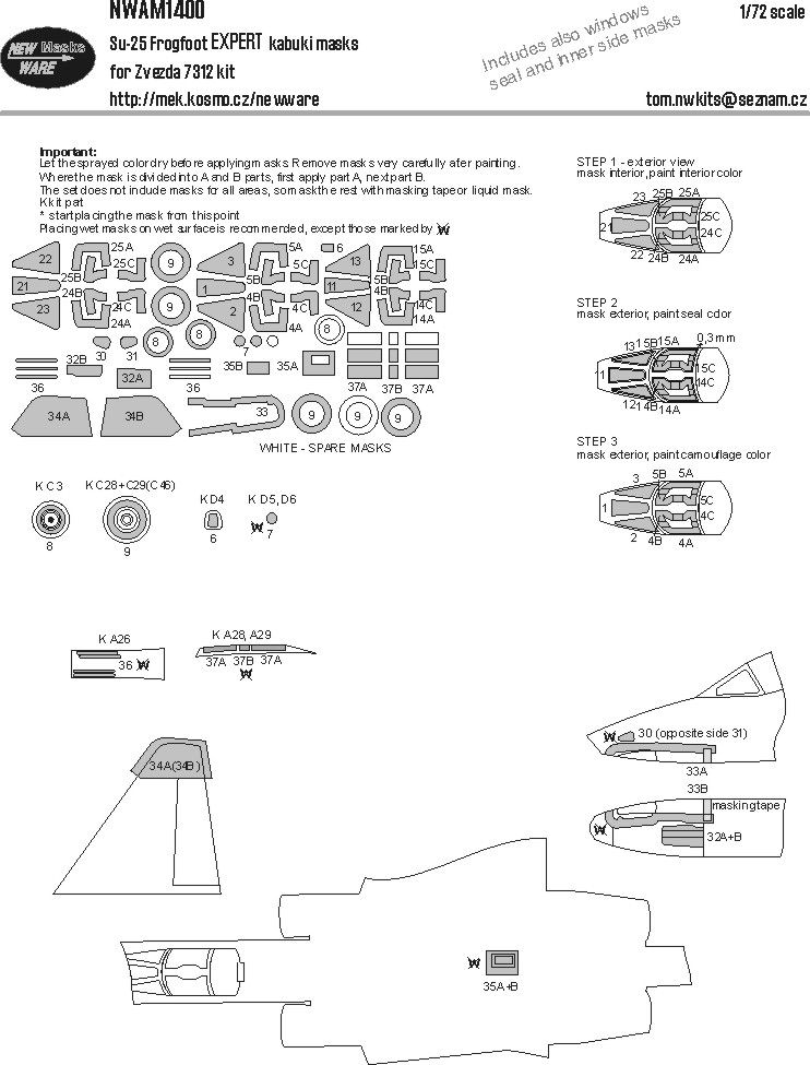 1:72 Sukhoi Su-25 Frogfoot - EXPERT Kabuki Masks (for Zvezda 7312 Kit)