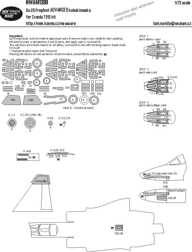 1:72 Sukhoi Su-25 Frogfoot - ADVANCED Kabuki Masks (for Zvezda 7312 Kit)