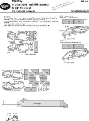 1:48 Bell AH-1 Z Viper (Czech Air Force) - EXPERT Kabuki Masks (for Hobby 2000 48048 Kits)