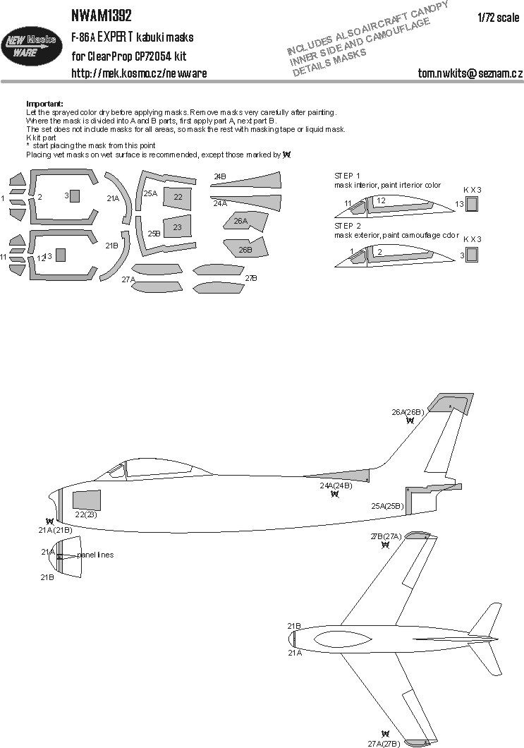 1:72 North American F-86 A Sabre - EXPERT Kabuki Masks (for Clear Prop 72054 Kit)