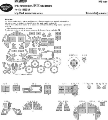 1:48 Handley Page HP.52 Hampden TB.Mk.I - BASIC Kabuki Masks (for ICM 48352 Kit)