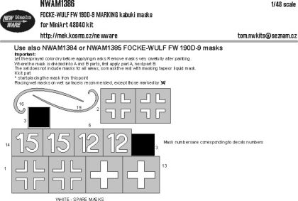 1:48 Focke Wulf Fw-190 D-9 - MARKING Kabuki Masks (for MiniArt 48040 Kit)