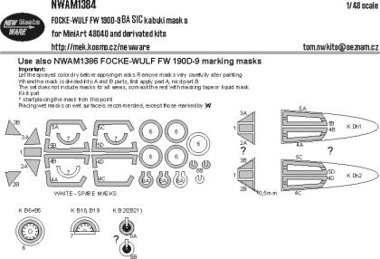 1:48 Focke Wulf Fw-190 D-9 - BASIC Kabuki Masks (for MiniArt 48040 Kit)