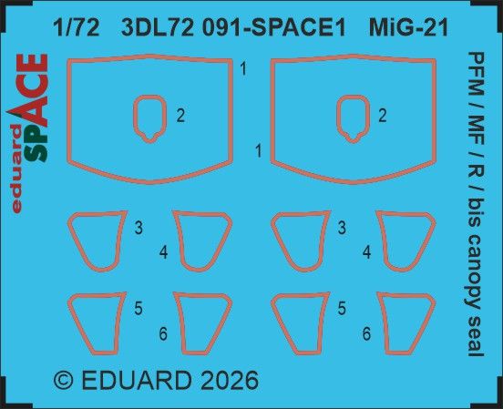 1:72 MiG-21 PFM / MF/ R / Bis - Canopy Seal Space Set (for Eduard Kits)