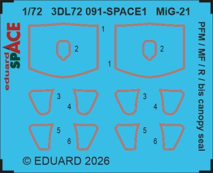 1:72 MiG-21 PFM / MF/ R / Bis - Canopy Seal Space Set (for Eduard Kits)