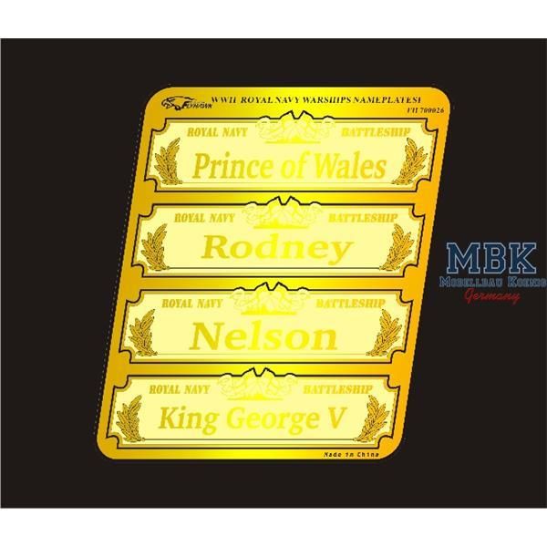 1:700 WW II Royal Navy Warships Nameplates I