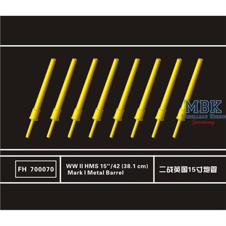 1:700 WW II   HMS  15''/42 (38.1 cm) Mark I Metal Barrel WW II HMS 15''/42 (38.1 cm) Mark I Metal Barrel