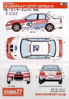 1:24 Mitsubishi Lancer Evo VI - Loctite Australia 2000 Decals Set