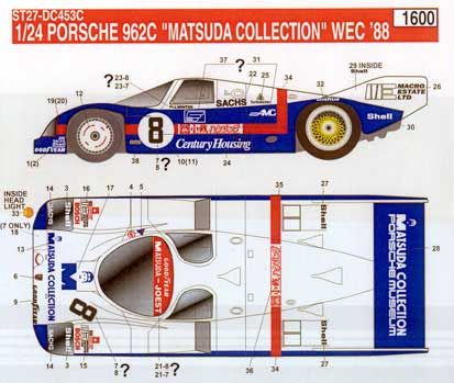 1:24 Porsche 962 C - Matsuda Collection Decals Set