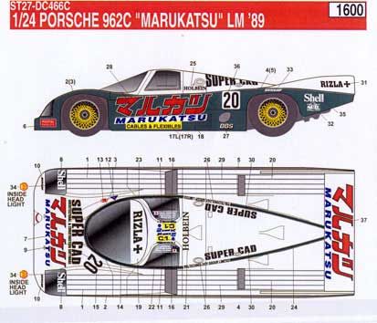 1:24 Porsche 962 C - Marukatsu LM 1989 Decals Set