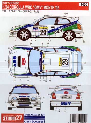 1:24 Toyota Corolla WRC OMV Monte Carlo 2002 Decals Set