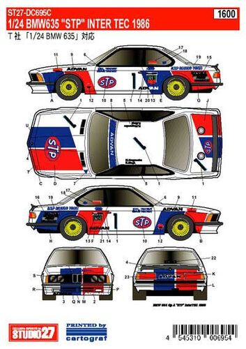 1:24 BMW 635CSI GP A SPT Inter Tec 1985 Decals Set