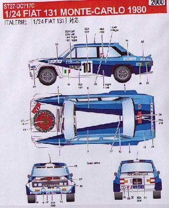 1:24 Fiat 131 - Factory Color Monte Carlo 1980 Decals Set