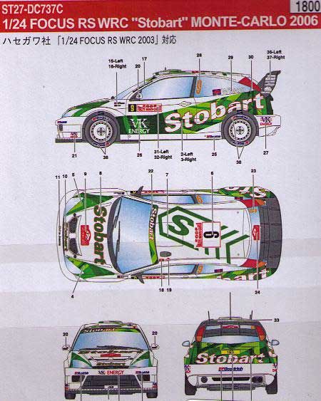 1:24 Ford Focus WRC - Stobart Monte Carlo 2006 Decals Set