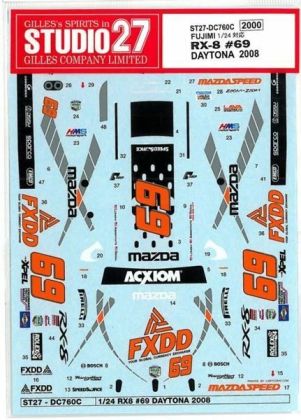 1:24 Mazda RX8 - Daytona 2008 Decals Set (for Fujimi Kits)