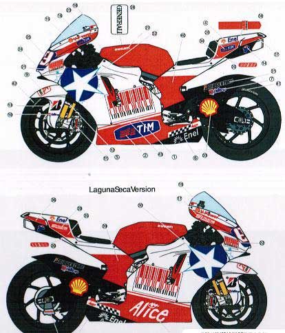 1:12 Ducati Desmosedici GP9 - Laguna Seca and Indianapolis Decals Set