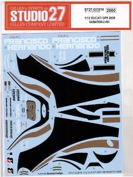 1:12 Ducati Desmosedici GP9 (2009) - Variation 2 Decals Set (for Tamiya kits)