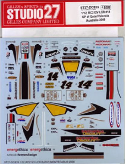 1:12 Honda RC212V - GP of Quatar / Valencia and Australia Decals Set (for Tamiya Kits)