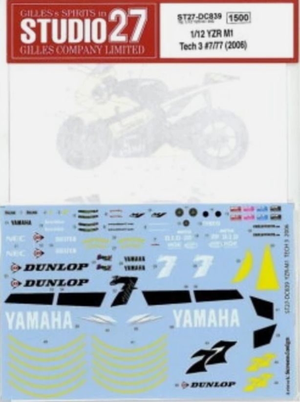1:12 Yamaha YZR M1 - Tech 3 2006 Decals Set (for Tamiya Kits)