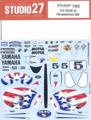 1:12 Yamaha YZR M1 - USA Special Livery 2006 Decals Set (for Tamiya Kits)
