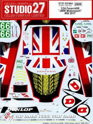 1:24 Ferrari 458 - JMW Motorsport 2011 Decals Set (for Fujimi Kits)