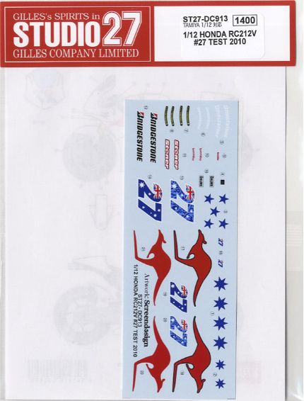 1:12 Honda RC212V - Test 2010 Decals Set (for Tamiya Kits)