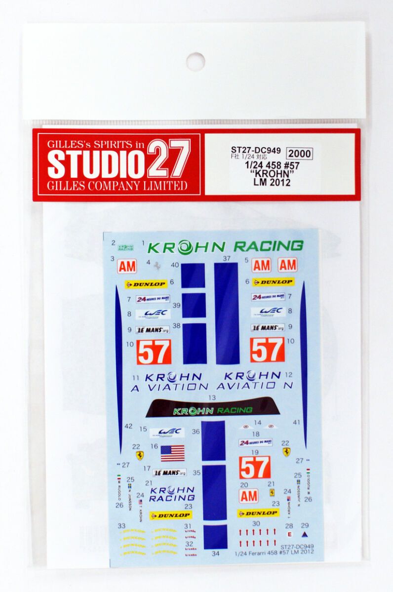 1:24 Ferrari 458 - Krohn Racing LM2012 Decals Set