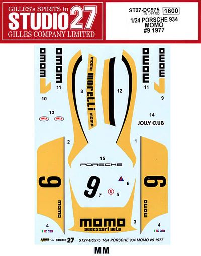 1:24 Porsche 934 RSR - Momo No.9 1977 Decals Set (for Tamiya Kits)