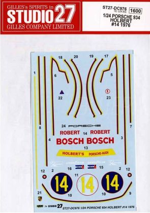 1:24 Porsche 934 - Holbert No.16 1976 Decals Set (for Tamiya Kits)