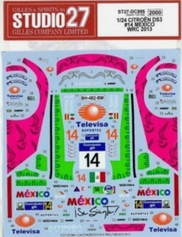 1:24 CIitroen DS3 WRC - Mexico 2013 Decals Set (for Heller Kits)