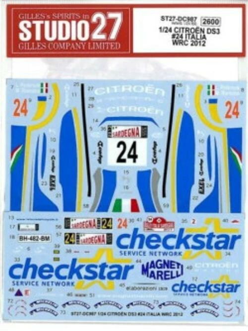 1:24 CIitroen DS3 WRC - Italia 2012 Decals Set (for Heller Kits)