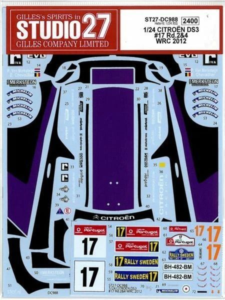 1:24 CIitroen DS3 WRC - Rd.2&4 2012 Decals Set (for Heller Kits)