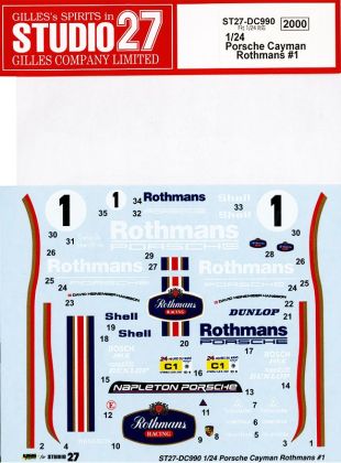 1:24 Porsche Cayman - Rothmans No.1 Decals Set (for Fujimi Kits)