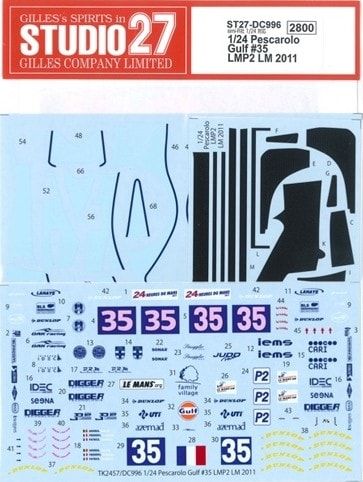 1:24 Pescarolo - Gulf No.35 LMP2 LM 2011 Decals Set (for Simil-R Kits)