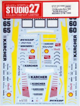 1:24 Mercedes 190E - AGM Karcher DTM 1990 Decals Set (for Fujimi Kits)