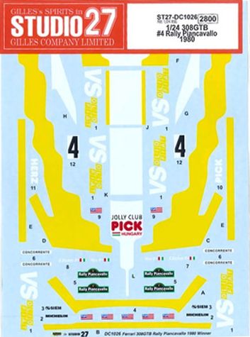 1:24 Ferrari 308 GTB - Rally Piancavallo 1980 Decals Set (for Revell Kits)