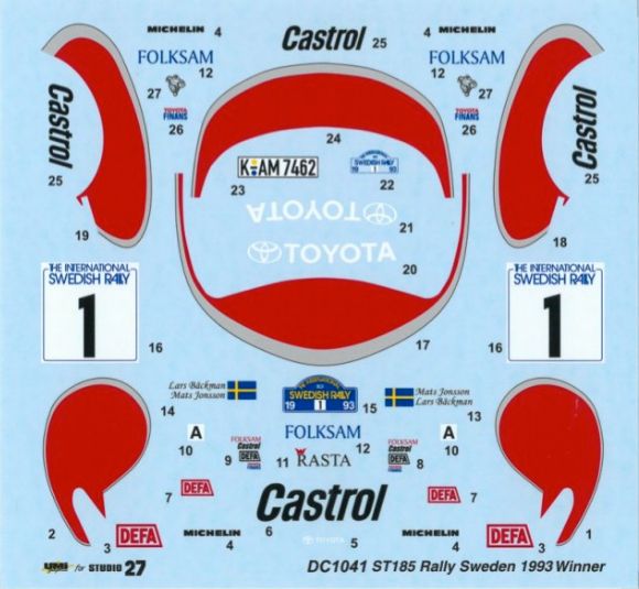 1:24 Toyota Celica ST185 - Rally Sweden 1993 Decals Set (for Tamiya Kits)